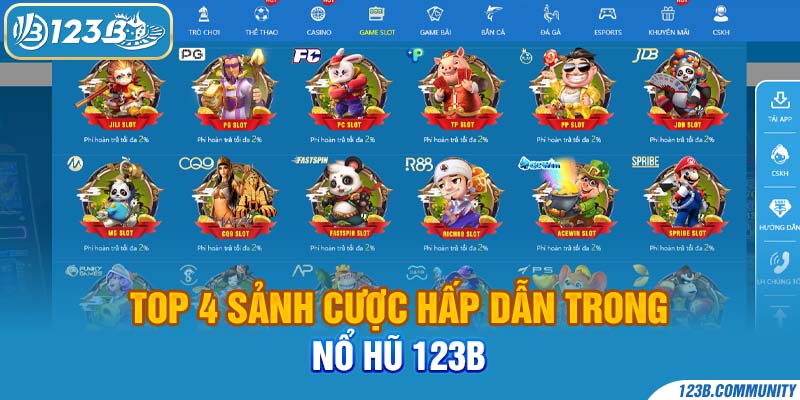 Top 3 sảnh cược hấp dẫn trong Nổ hũ 123B